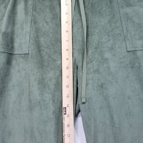 Susan Bristol Sage Green Suede 2 Piece Lounge Set Sweater Wide Leg Pants Size XL - Picture 11 of 16